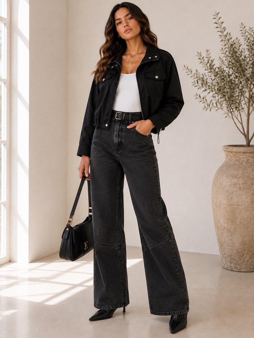 578. Everyday Utility Cropped Jacket in black
